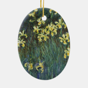 Yellow Irises von Claude Monet, Vintage Kunst Keramik Ornament