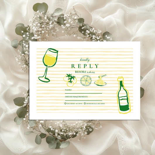 Yellow Italian Wedding Sketch RSVP Karte