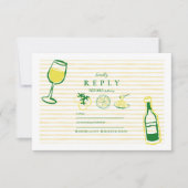 Yellow Italian Wedding Sketch RSVP Karte (Vorderseite)