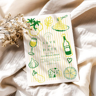 Yellow Italian Wedding Sketch Save The Date