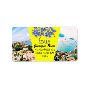 Yellow Italy Rome Modern Nature Chic Address Label Adressaufkleber