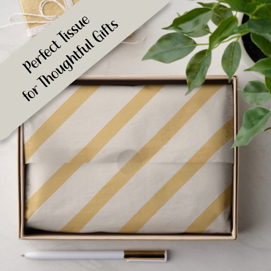 Yellow Ivory Cream Beige Stripes  Seidenpapier