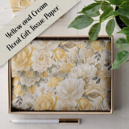 Yellow Ivory Floral Rose Watercolor Gift Seidenpapier
