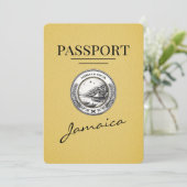 Yellow Jamaica Passport Save the Date (Stehend Vorderseite)