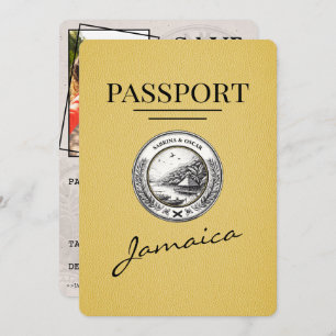 Yellow Jamaica Passport Save the Date