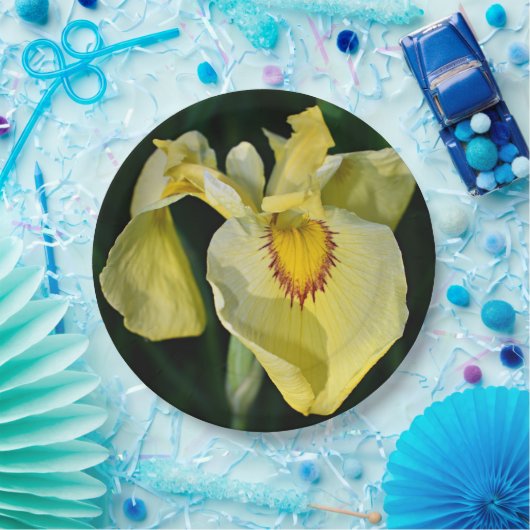 Yellow Japanese Iris Floral Pappteller (Party)