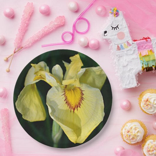 Yellow Japanese Iris Floral Pappteller (Party)