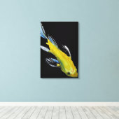 Yellow Japanese Koi Wassercolor Art Leinwanddruck (Insitu (Holzboden))