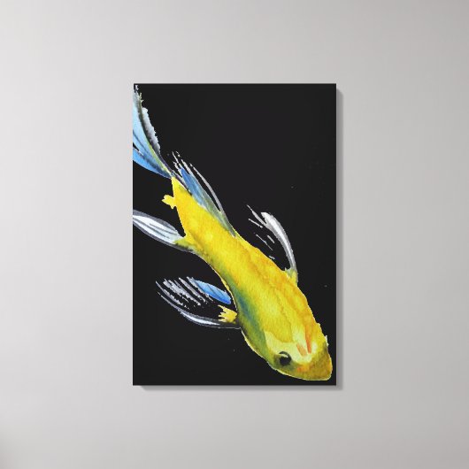 Yellow Japanese Koi Wassercolor Art Leinwanddruck (Vorderseite)