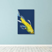 Yellow Japanese Koi Wassercolor Art Leinwanddruck (Insitu (Holzboden))