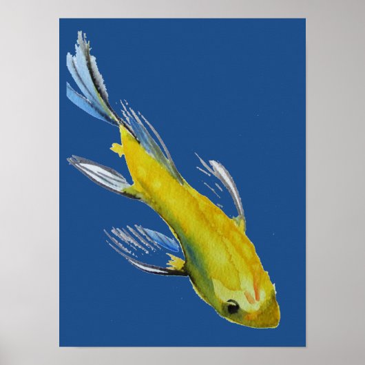 Yellow Japanese Koi Wassercolor Poster (Vorne)