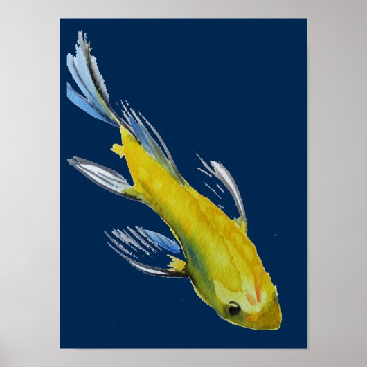 Yellow Japanese Koi Wassercolor Poster (Vorne)
