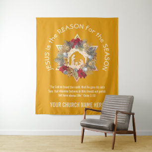Yellow JESUS IST DER GRUND FÜR DAS Weihnachtsband Wandteppich