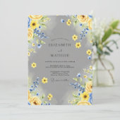 Yellow Joyful Spring Wedding Einladung (Stehend Vorderseite)