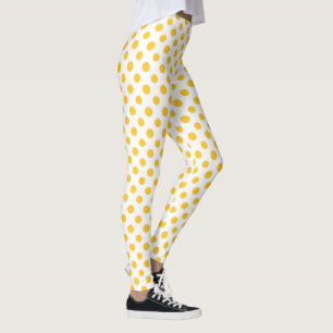 Yellow Jumbo Polka Dots on White zum Anpassen Leggings