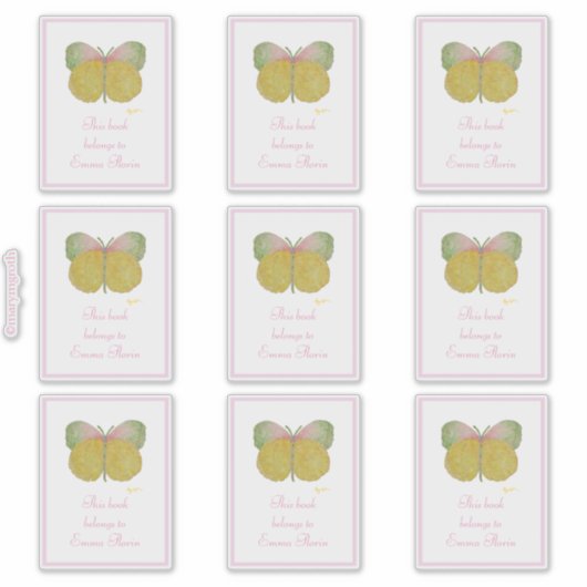 Yellow June Butterfly-Buchzeichen Aufkleber (Vorderseite)