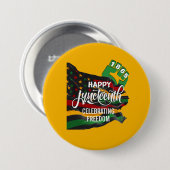 Yellow JUNETEENTY African American Flag Button (Vorne & Hinten)