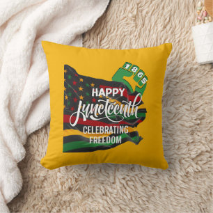 Yellow JUNETEENTY African American Flag Kissen