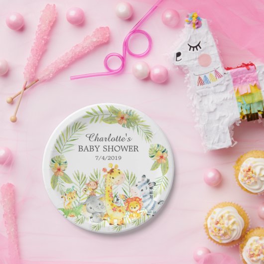 Yellow Jungle Animals Baby Shower 7" Plättchen Pappteller (Party)