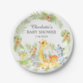 Yellow Jungle Animals Baby Shower 7" Plättchen Pappteller (Vorderseite)