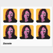 Yellow Kamala Harris Pop Art Quadratischer Aufkleber (Blatt)
