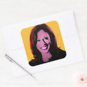 Yellow Kamala Harris Pop Art Quadratischer Aufkleber (Umschlag)