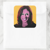 Yellow Kamala Harris Pop Art Quadratischer Aufkleber (Tasche)