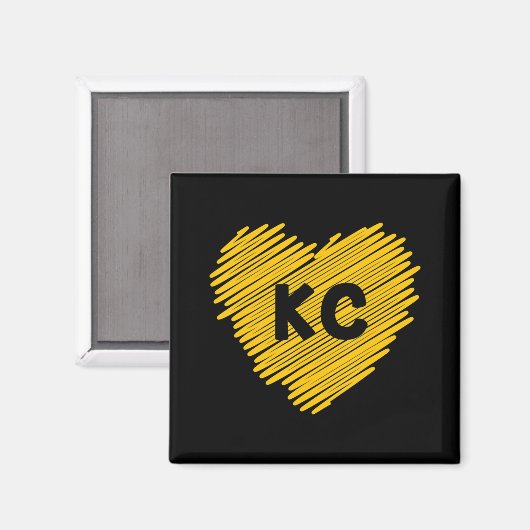 Yellow Kansas City Heart Lover Football KC Mens Magnet (Vorderseite/Rückseite)