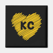 Yellow Kansas City Heart Lover Football KC Mens Magnet (Vorne)