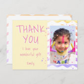Yellow Kids Foto Girl Birthday Danke Postkarte (Vorne/Hinten)