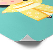 Yellow Kimono japanische Puppe Poster (Ecke)