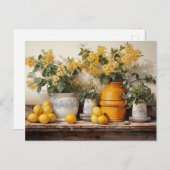 Yellow Kitchen Shelf Lemons Yellow Jar Blume Postkarte (Vorne/Hinten)