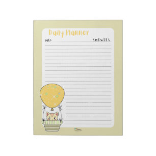 Yellow Kitty Daily Planer Notepad Notizblock