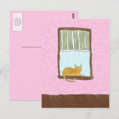 Yellow Kitty in a Window Postcard Postkarte (Vorne/Hinten)