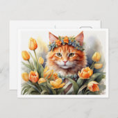 Yellow Kitty Tulips Postkarte (Vorne/Hinten)