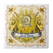 Yellow Knight Familienwappen Name Fliese (Vorderseite)