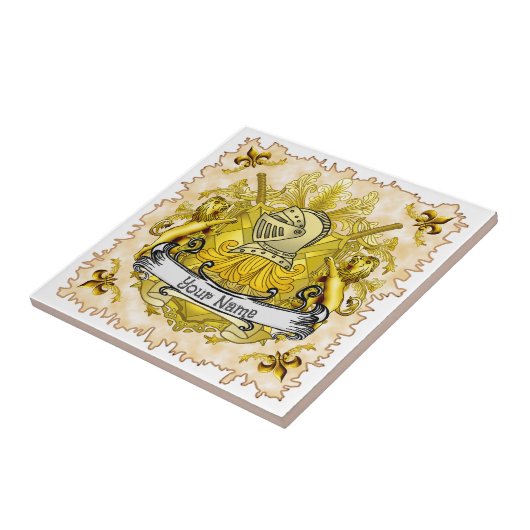 Yellow Knight Familienwappen Name Fliese (Seite)