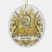 Yellow Knight Familienwappen Name Keramik Ornament (Links)