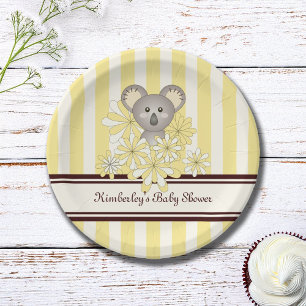 Yellow Koala Birthday Neutrale Babydusche für Ge Pappteller