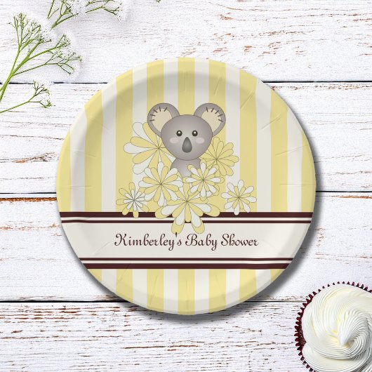 Yellow Koala Geburtstag / Gender Neutral Baby Dusc Pappteller