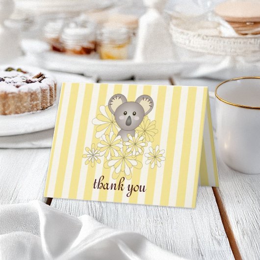 Yellow Koala Kinderdusche / Geburtstag Dankeschön Dankeskarte