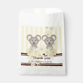 Yellow Koala Twin Baby Dusche / Kindergeburtstag Geschenktütchen (Vorderseite)