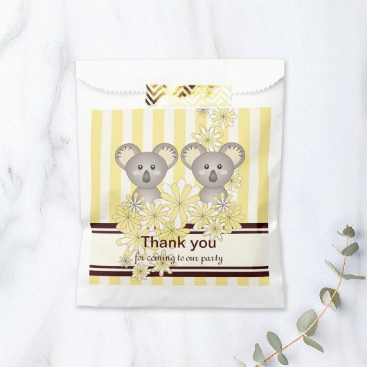 Yellow Koala Twin Baby Dusche / Kindergeburtstag Geschenktütchen
