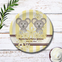 Yellow Koala Twin Baby Dusche / Kindergeburtstag