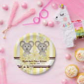 Yellow Koala Twin Baby Dusche / Kindergeburtstag Pappteller (Party)