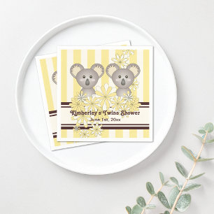Yellow Koala Twin Baby Dusche / Kindergeburtstag Serviette