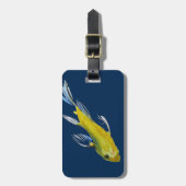 Yellow koi Japanischer Karpfen Aquarellfisch Gepäckanhänger (Vorderseite vertikal)