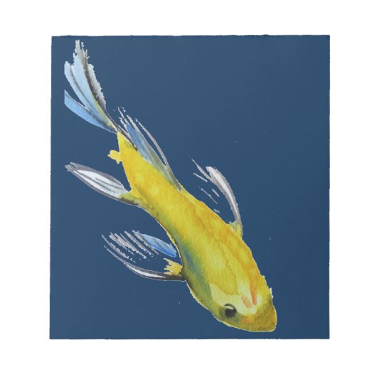 Yellow koi Japanischer Karpfen Aquarellfisch Notizblock (Vorderseite)