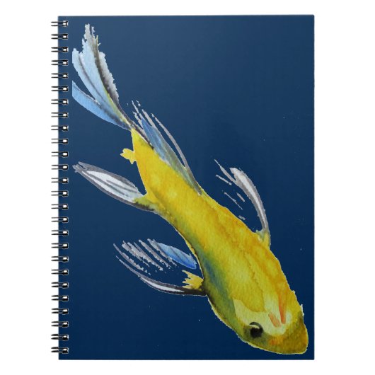 Yellow koi Japanischer Karpfen Aquarellfisch Notizblock (Vorderseite)