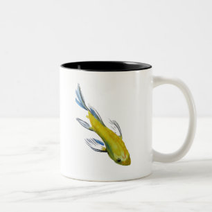 Yellow koi Japanischer Karpfen Aquarellfisch Zweifarbige Tasse